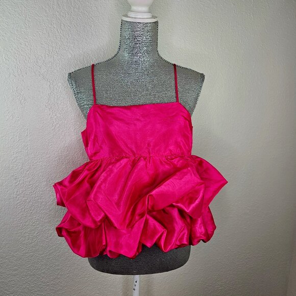 a new day Tops - A New Day Hot Pink Bubble Ruffle Crop Top